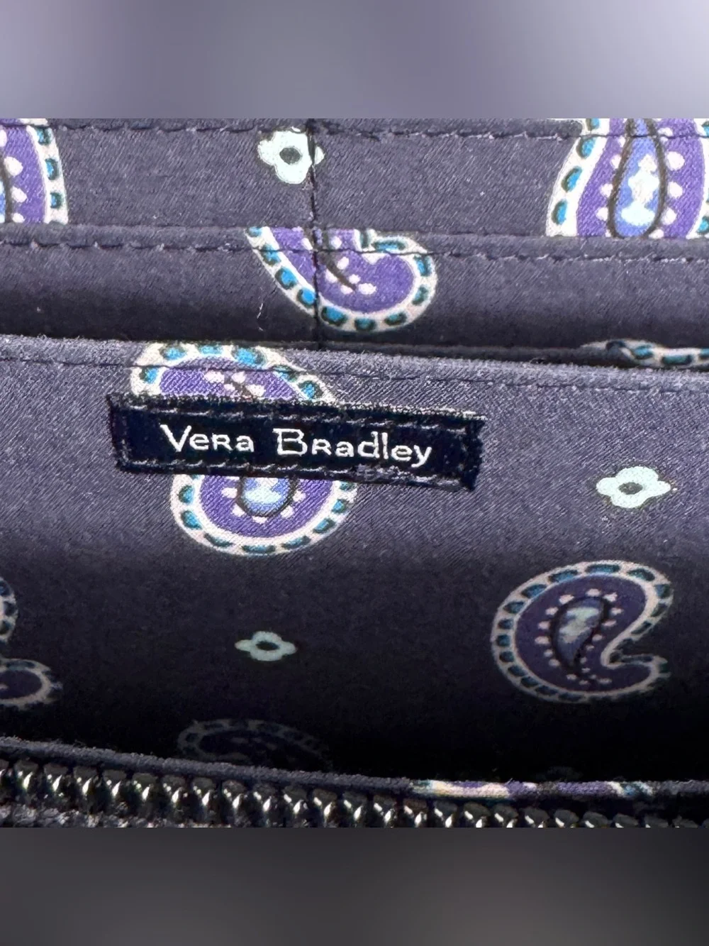 Vera Bradley Blue Quilted RFID Turnlock Wallet